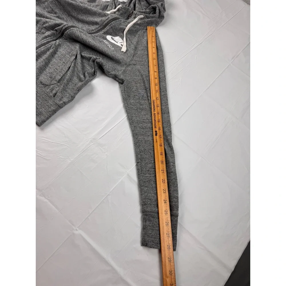 Nike Gym Vintage Full Zip Hoodie‎ Heather Gray Just Do It Womens Small Athletic